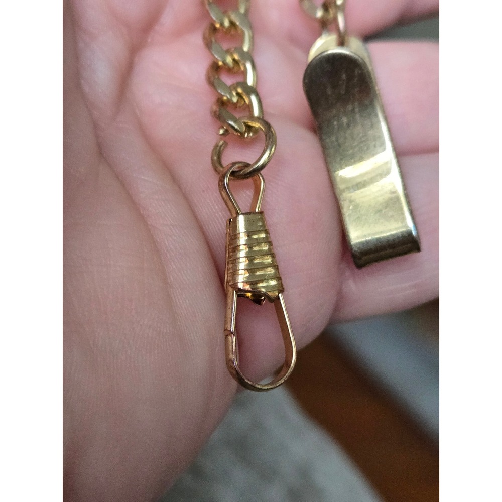 Goldtone Curb Link Watch Chain Vintage See Pics - Picture 3 of 8